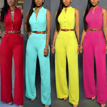 Load image into Gallery viewer, Formal Jumpsuit Wide Leg Pants Sleeveless Belt