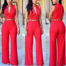 Load image into Gallery viewer, Formal Jumpsuit Wide Leg Pants Sleeveless Belt