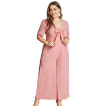 Load image into Gallery viewer, Formal Women Solid Casual Jumpsuits Bust Lace Up Bow Sexy Deep V - Sophornlilly