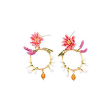 Load image into Gallery viewer, France Fashion Enamel Jewelry Designer Flower Circle Dangler Women