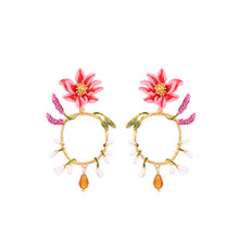 Load image into Gallery viewer, France Fashion Enamel Jewelry Designer Flower Circle Dangler Women