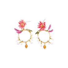 Load image into Gallery viewer, France Fashion Enamel Jewelry Designer Flower Circle Dangler Women