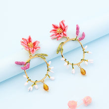 Load image into Gallery viewer, France Fashion Enamel Jewelry Designer Flower Circle Dangler Women