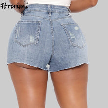 Load image into Gallery viewer, Frayed Denim Shorts Women Star Printing Personalized Slim Shorts for
