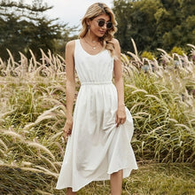 Load image into Gallery viewer, French romantic white strap summer vintage dress - Sophornlilly