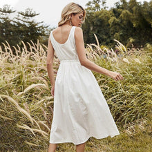 Load image into Gallery viewer, French romantic white strap summer vintage dress - Sophornlilly