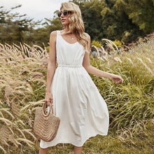 Load image into Gallery viewer, French romantic white strap summer vintage dress - Sophornlilly