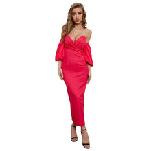 Load image into Gallery viewer, French strawberry print dress summer lantern sleeve high waist slim