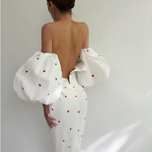 Load image into Gallery viewer, French strawberry print dress summer lantern sleeve high waist slim