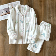Load image into Gallery viewer, Fresh Maple Leaf Pajama Sets Women 100% Gauze Cotton Long Sleeve
