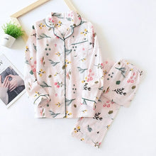 Load image into Gallery viewer, Fresh Maple Leaf Pajama Sets Women 100% Gauze Cotton Long Sleeve