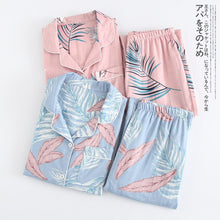 Load image into Gallery viewer, Fresh Maple Leaf Pajama Sets Women 100% Gauze Cotton Long Sleeve