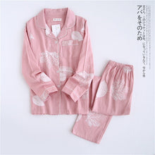 Load image into Gallery viewer, Fresh Maple Leaf Pajama Sets Women 100% Gauze Cotton Long Sleeve
