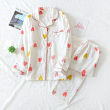 Load image into Gallery viewer, Fresh pajamas sets women 100% gauze cotton Japanese summer long sleeve