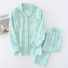 Load image into Gallery viewer, Fresh pajamas sets women 100% gauze cotton Japanese summer long sleeve
