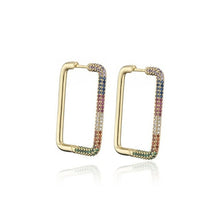 Load image into Gallery viewer, Funmode Punk Style Big Hoop Earring Rectangle Design Gold Earring For