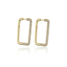 Load image into Gallery viewer, Funmode Punk Style Big Hoop Earring Rectangle Design Gold Earring For