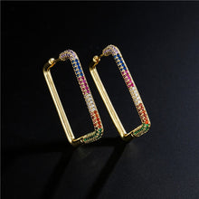 Load image into Gallery viewer, Funmode Punk Style Big Hoop Earring Rectangle Design Gold Earring For