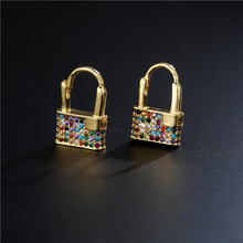 Load image into Gallery viewer, Funmode Trendy Style Padlock Design Drop Earring Dangle Earring For