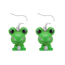 Load image into Gallery viewer, Funny green Frog Animal Dangle Earrings Resin Cute