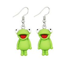 Load image into Gallery viewer, Funny green Frog Animal Dangle Earrings Resin Cute