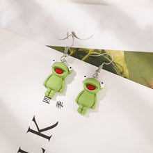 Load image into Gallery viewer, Funny green Frog Animal Dangle Earrings Resin Cute