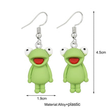 Load image into Gallery viewer, Funny green Frog Animal Dangle Earrings Resin Cute