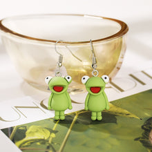 Load image into Gallery viewer, Funny green Frog Animal Dangle Earrings Resin Cute