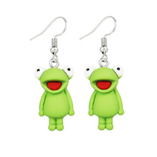 Load image into Gallery viewer, Funny green Frog Animal Dangle Earrings Resin Cute