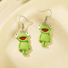 Load image into Gallery viewer, Funny green Frog Animal Dangle Earrings Resin Cute