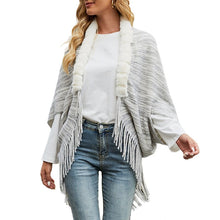 Load image into Gallery viewer, Fur Collar Sweater Cardigan Casual Long Sleeve Autumn Winter Stripe