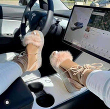 Load image into Gallery viewer, Furry Slides Women Rainbow Rhinestone Sandals Women Sandals - Sophornlilly