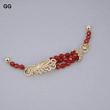 Load image into Gallery viewer, GG Jewelry Natural 8mm Round Faceted Red Carnelian Agates Cz Pave - Sophornlilly