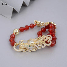 Load image into Gallery viewer, GG Jewelry Natural 8mm Round Faceted Red Carnelian Agates Cz Pave - Sophornlilly