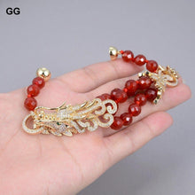 Load image into Gallery viewer, GG Jewelry Natural 8mm Round Faceted Red Carnelian Agates Cz Pave - Sophornlilly