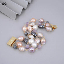 Load image into Gallery viewer, Jewelry Natural Cultured 8" 3 rows Multi Color Natural Cultured - Sophornlilly