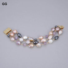 Load image into Gallery viewer, Jewelry Natural Cultured 8" 3 rows Multi Color Natural Cultured - Sophornlilly