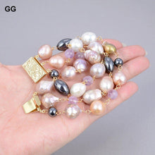 Load image into Gallery viewer, Jewelry Natural Cultured 8" 3 rows Multi Color Natural Cultured - Sophornlilly