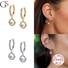 Load image into Gallery viewer, GS 1 Pair AAAAA Boucle Oreille Femme Star Crescent Zircon Hoop Earring