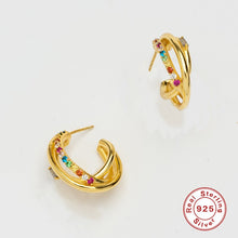 Load image into Gallery viewer, GS Punk Style AAAAA Boucle Oreille Femme Triple Half Circle Stud