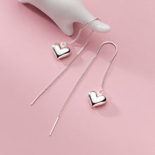 Load image into Gallery viewer, Genuine 925 Sterling Silver Love Heart Pull Through Earrings Romantic