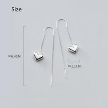Load image into Gallery viewer, Genuine 925 Sterling Silver Love Heart Pull Through Earrings Romantic