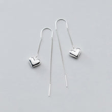 Load image into Gallery viewer, Genuine 925 Sterling Silver Love Heart Pull Through Earrings Romantic