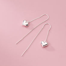 Load image into Gallery viewer, Genuine 925 Sterling Silver Love Heart Pull Through Earrings Romantic