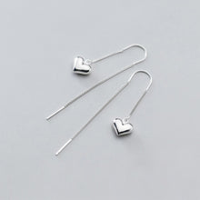 Load image into Gallery viewer, Genuine 925 Sterling Silver Love Heart Pull Through Earrings Romantic