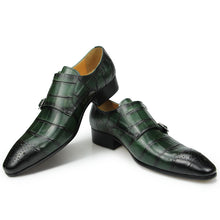 Load image into Gallery viewer, Genuine Leather Men Casual Double Monk Strap Crocodile Print Fashion