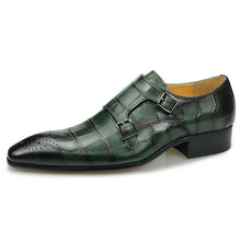 Load image into Gallery viewer, Genuine Leather Men Casual Double Monk Strap Crocodile Print Fashion
