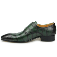 Load image into Gallery viewer, Genuine Leather Men Casual Double Monk Strap Crocodile Print Fashion