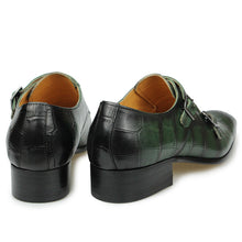 Load image into Gallery viewer, Genuine Leather Men Casual Double Monk Strap Crocodile Print Fashion