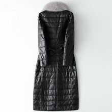 Load image into Gallery viewer, Genuine Sheepskin Leather Suede Coat Duck Down Lingning Fox Fur Collar
